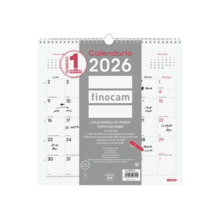 Finocam Chic Calendario de Pared - Anual 2026 - 300x5x310mm - Espacio para Escribir - Color Blanco