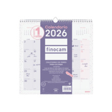 Finocam Chic Calendario de Pared - Anual 2026 - 300x5x310mm - Espacio para Escribir - Color Morado