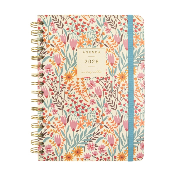 Finocam Moniquilla Agenda de Espiral - Anual 2026 - Planificador - Cierre de Goma - Formato E10 - 155X212mm - Semana Vista Horiz