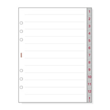 Finocam R1072 Separadores Numerados para Agendas Open - 13 Solapas - Formato 1000 - 166x2x215mm - Papel - Color Blanco