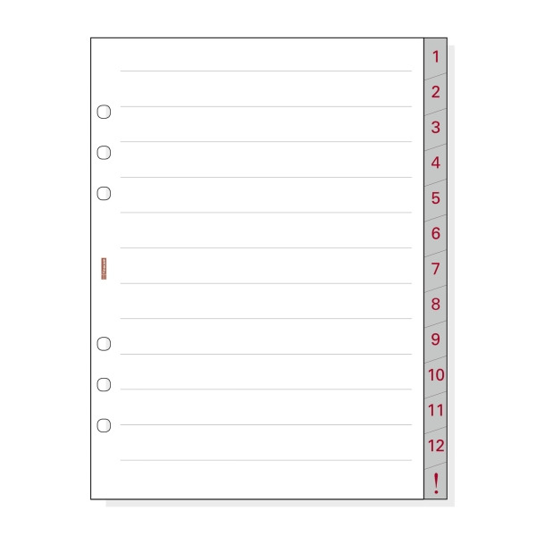 Finocam R1072 Separadores Numerados para Agendas Open - 13 Solapas - Formato 1000 - 166x2x215mm - Papel - Color Blanco