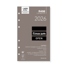 Finocam R498 Recambio Anual 2026 para Agendas Open 2026 - Formato 400 - 91x16x152mm - 1 Dia por Pagina - Color Blanco