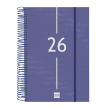 Finocam Year Agenda de Espiral - Anual 2026 - Tapa Ligera - Formato E11 - 175x29x242mm - 1 Dia por Pagina - Color Azul