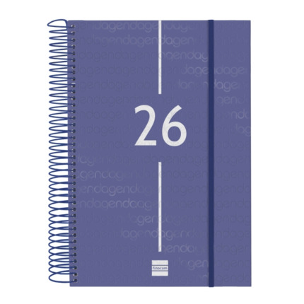 Finocam Year Agenda de Espiral - Anual 2026 - Tapa Ligera - Formato E11 - 175x29x242mm - 1 Dia por Pagina - Color Azul
