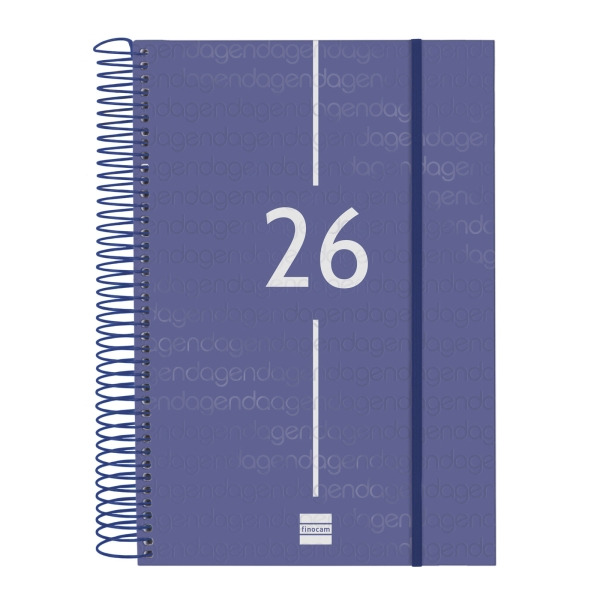 Finocam Year Agenda de Espiral - Anual 2026 - Tapa Ligera - Formato E11 - 175x29x242mm - 1 Dia por Pagina - Color Azul