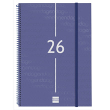Finocam Year Agenda de Espiral - Anual 2026 - Tapa Ligera - Formato E40 - 217x14x297mm - Semana Vista en Vertical - Color Azul