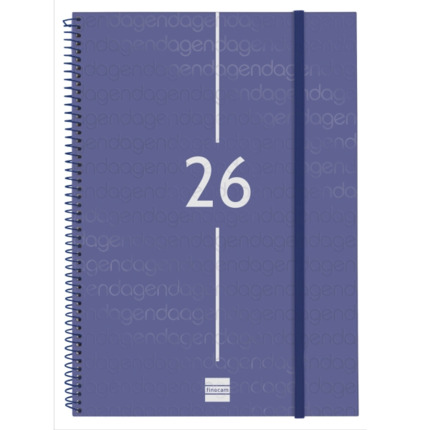 Finocam Year Agenda de Espiral - Anual 2026 - Tapa Ligera - Formato E40 - 217x14x297mm - Semana Vista Horizontal - Color Azul