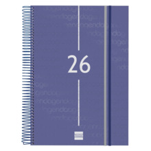 Finocam Year Agenda de Espiral - Anual 2026 - Tapa Ligera - Formato E40 - 230x29x297mm - 1 Dia por Pagina - Color Azul