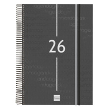 Finocam Year Agenda de Espiral - Tapa Ligera - Formato E40 - 230x29x297mm - 1 Dia por Pagina - Color Negro