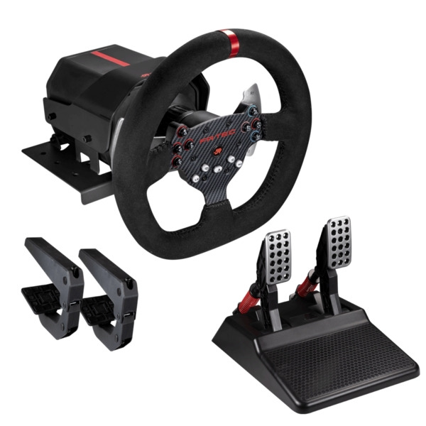 FR-TEC Volante con Force Feedback Force Racing Wheel - Tecnologia Forcesense - Aro de 26.5cm de Diametro - Pedales Regulables -