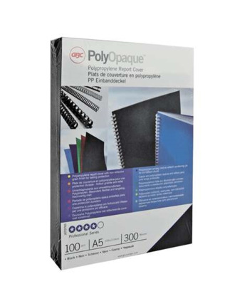 GBC PolyOpaque Paquete de 100 Portadas de Encuadernar A4 - 300 Micras - Color Negro