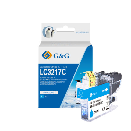 Compatible G&G Brother LC3217 Cyan Cartucho de Tinta Generico - Reemplaza LC3217C