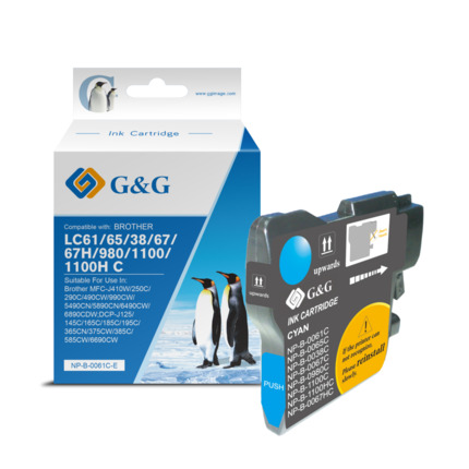 Compatible G&G Brother LC980/LC1100 Cyan Cartucho de Tinta Generico - Reemplaza LC980C/LC1100C