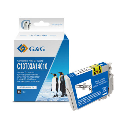 Compatible G&G Epson 603XL Negro Cartucho de Tinta Pigmentada Generico - Reemplaza C13T03A14010/C13T03U14010