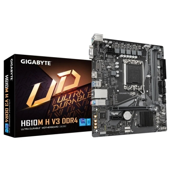 Gigabyte H610M H V3 Placa Base Intel1700 2x DDR4 - M.2, SATA, PCIe3.0 - HDMI, DVI, VGA, RJ-45, USB 3.2 - MicroATX