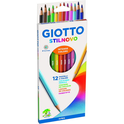 Giotto Stilnovo Pack de 12 Lapices de Colores Hexagonales - Mina 3.3mm - Madera - Colores Surtidos
