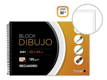 Golden Cuaderno de Dibujo A4+ con 20 Hojas - Papel de 135gr - Recuadro Interior TamaÃ±o A4