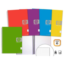 Golden Cuaderno Espiral A5 160 Hojas 60grs Cuadricula - Hojas Microperforadas con 4 Taladros y 4 Bandas de Color - Tapa Resisten