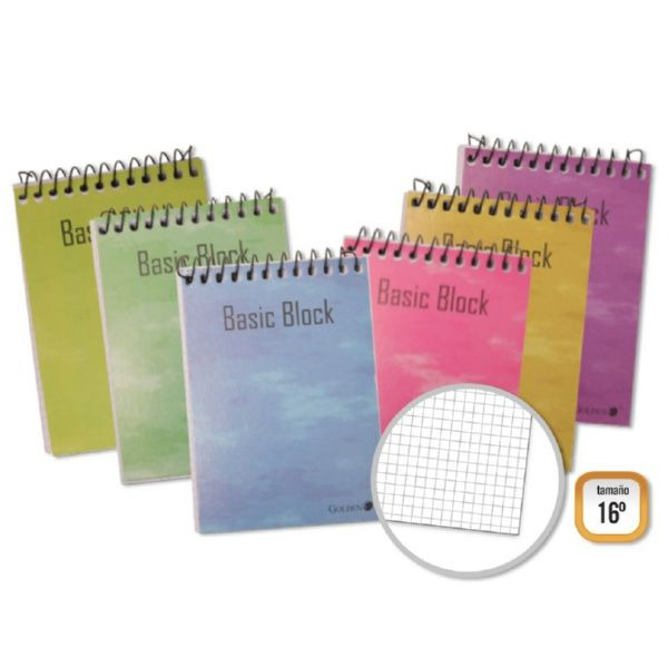 Golden Cuaderno Espiral Superior 16Âº Apaisado (102x71mm) 80 Hojas 60gr Cuadricula - Tapa Plastificada - Margen Remarcado - Colo