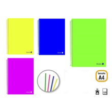 Golden Pack de 4 Cuadernos A4 120 Hojas 90gr Cuadricula 5x5 - Hojas Microperforadas con Banda de Color y 4 Taladros - Tapa Polip