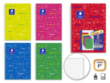 Golden Pack de 5 Cuadernos Folio 80 Hojas 90gr Cuadricula 4x4 - Resistente - Ideal para Estudiantes - Tapa Forrada - Colores Sur