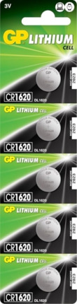 GP Lithium CR1620 Pack de 5 Pilas 3V