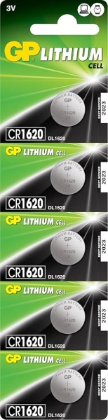 GP Lithium CR1620 Pack de 5 Pilas 3V