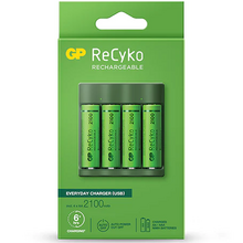 GP ReCyko B421 Pack de Cargador Everyday USB 4 Espacios + 4 Pilas Recargables 2100mAh AA