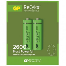 GP ReCyko Pack de 2 Pilas Recargables 2600mAh AA 1.2V - Precargadas - Ciclo de Vida: Hasta 1.000 Veces