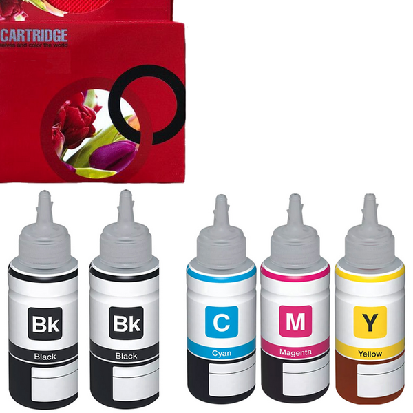 GT32 / GT31, GT52 / GT51 pack 5 botellas de tinta compatible con HP 1VV24AE 1VU28AE 1VU27AE 1VU26AE / M0H57AE M0H56AE M0H55AE M0