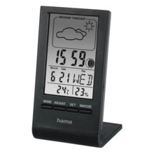 Hama Medidor de Temperatura y Humedad para Interior - Pantalla Digital - Reloj - Prevision Meteorologica - Visualizacion de Fase