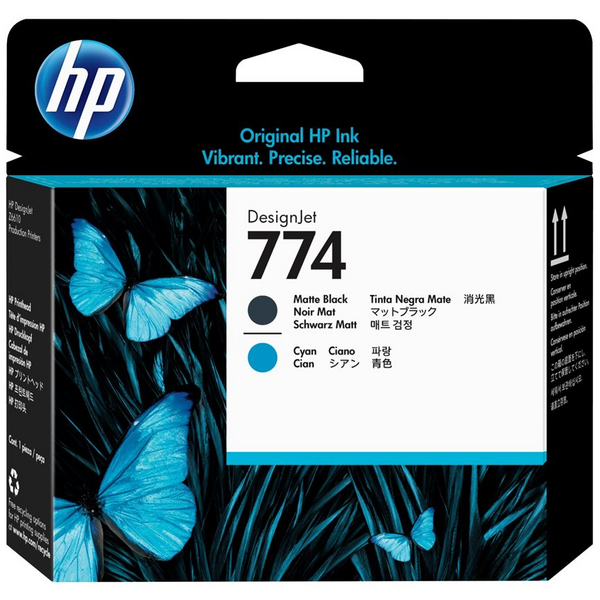 HP 774 Cabezal de Impresion Original - Negro Mate, Cyan - P2W01A