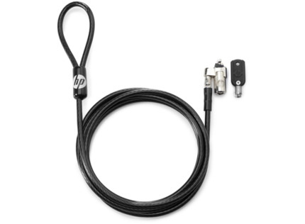 HP Nano Keyed Cable Antirrobo - Ranura Nano - Cable de Acero Galvanizado 1.83m Revestido en Vinilo - Cabezal Giratorio - Facil de Instalar y Compatible con Equipos HP con Ranura Nano - Color Negro