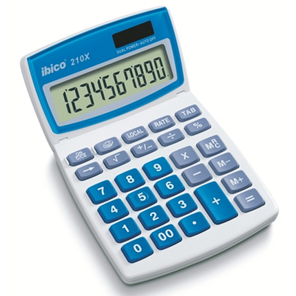 Ibico 210X Calculadora de Sobremesa - Teclas Grandes - LCD de 10 Digitos - Pantalla Inclinable Ajustable