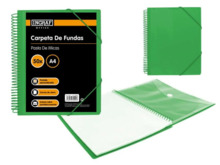Ingraf Carpeta 50 Fundas A4 + Sobre con Broche - Espiral Plastica Indeformable - Apertura 360 Grados - Portada Personalizable -