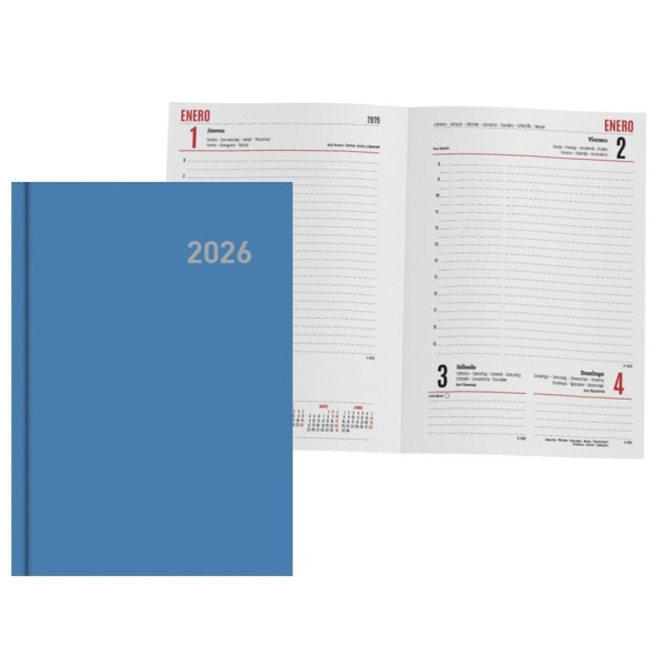 Ingraf Paris Agenda Anual - Dia Pagina - Viernes, Sabado y Domingo misma Pagina - TamaÃ±o 15x21cm - Color Azul Claro