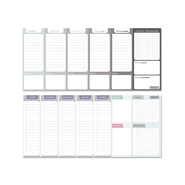 Ingraf Planificador Semanal Encolado - Medidas 29x13cm