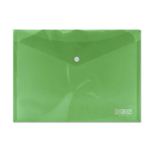Ingraf Sobre Portadocumentos A4 - Cierre de Broche - Polipropileno Cristal Transparente - Color Verde