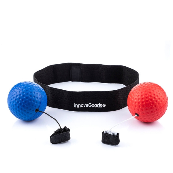 Innovagoods Balxing Set de Pelotas de Entrenamiento de Reflejos - Multifuncion - Incluye 2 Pelotas - Ajustable - Cierre con Velc