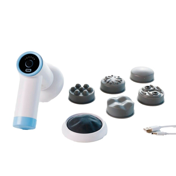 Innovagoods CellyGun Pistola Masajeadora Anticelulitica Recargable 6 en 1 - 5 Cabezales Intercambiables - 6 Niveles de Intensida