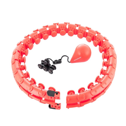 Innovagoods Fittehoop Aro de Fitness Inteligente Ajustable con Peso - DiseÃ±o Desmontable - Efecto Masaje 360 Grados - Accesorio de Lastre - Color Negro Rojo