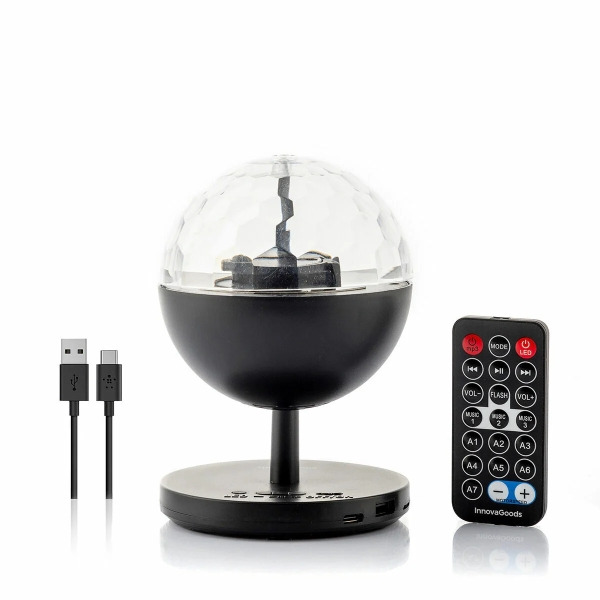 Innovagoods Istarlyt Proyector LED Recargable con Altavoz - Bluetooth - Bateria 800mAh - Mando a Distancia - Funcion Rotativa -