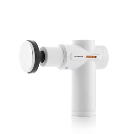 Innovagoods Masajeador Pistola de Masaje Muscular con Calor y Frio - 6 Cabezales Intercambiables - 6 Velocidades - Pantalla LCD - Recargable por USB