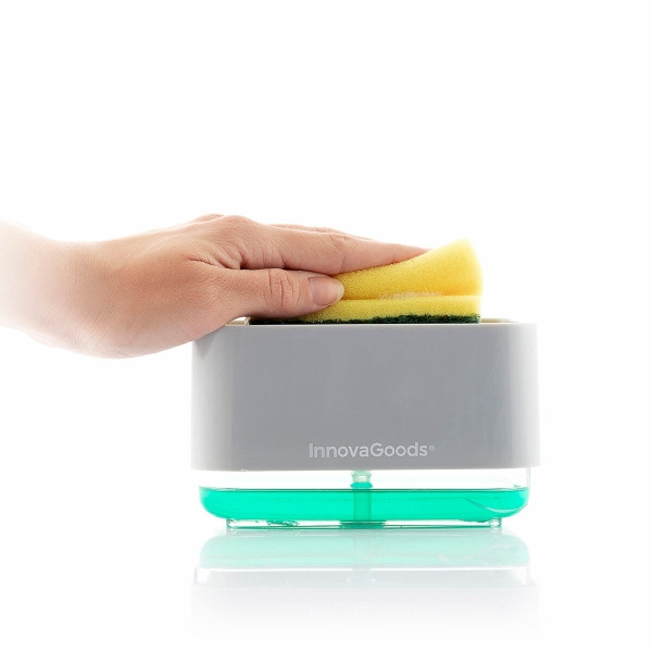 Innovagoods Pushoap Dispensador de Jabon 2 en 1 - Capacidad 330ml - ABS y Poliestireno - Multifuncion - Antibacteriano - Contene