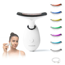 Innovagoods Selora Masajeador Facial Electrico Reafirmante para Cara y Cuello - Autonomia 60min - 500mAh - Termoterapia - Luz LE