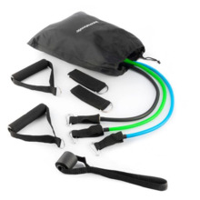 Innovagoods Tribainer Set de 3 Bandas de Resistencia con Accesorios - Resistencia Ajustable - Guia de Ejercicios - Portatil - Ma