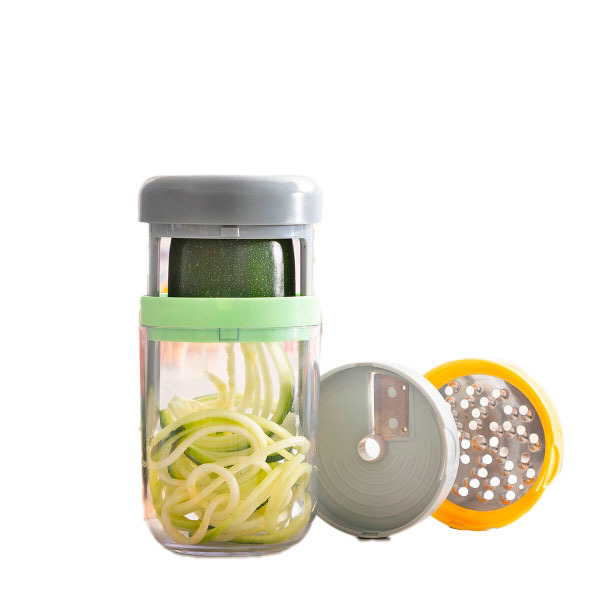 Innovagoods Vigizer Cortador de Verduras en Espiral y Rallador - 3 Tipos de Corte - Libre de BPA - Compacto y Desmontable - Incl