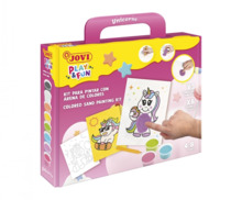 Jovi Play & Fun Kit Pinta con Arena Unicorns con 8 Botes de Arena + 1 Punzon + 3 Laminas con DiseÃ±os de Unicornios - Colores Su