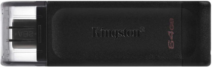 Kingston DataTraveler 70 Memoria USB Tipo C 64GB - USB-C 3.2 Gen 1 - Con Tapa - Color Negro (Pendrive)