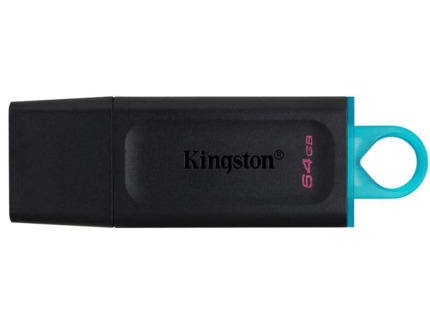 Kingston DataTraveler Exodia Memoria USB 64GB - USB 3.2 Gen 1 - Con Tapa - Enganche para Llavero - Color Negro (Pendrive)